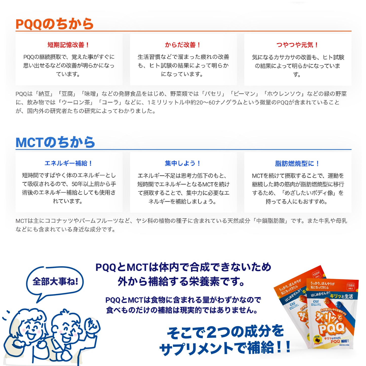 【単品購入+送料無料】今話題のPQQとMCTが同時に補給できる!キリッとPQQ (15日分)